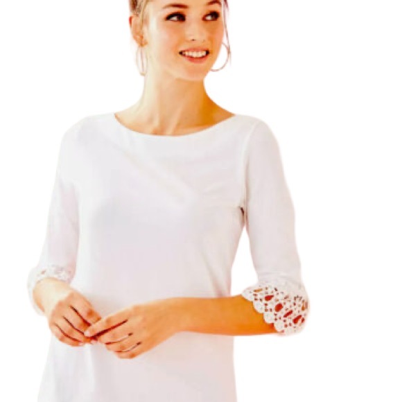 Lilly Pulitzer Waverly White Ruffle Scalloped Eyelet Lace Top - XS - Picture 13 of 13